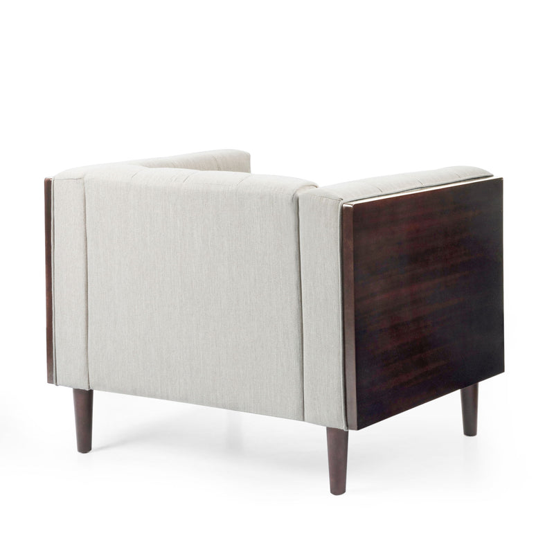 Contemporary Club Chair With Button Tufted Waffle Stitch