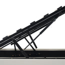 Queen Size  Upholstered Platform Bed with Storage Headboard and Hydraulic Storage System, PU Storage Bed with LED Lights and USB charger, White