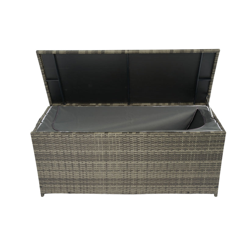 Outdoor Storage Box, Wicker Patio Deck Boxes With Lid, Outdoor Cushion Storage For Kids Toys, Pillows, Towel, Wicker