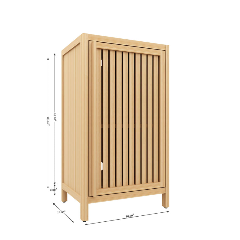 Bamboo Freestanding Storage Cabinet With Door And Shelf For Bathroom, Living Room, Kitchen - Natural / Natural Wood