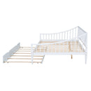 Full Size Daybed with Trundle and Support Legs, White