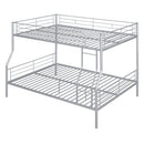 Full XL Over Queen Metal Bunk Bed, Sliver