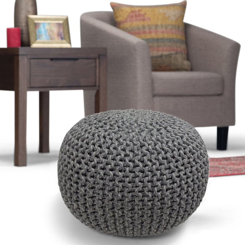 Nikki - Handcrafted Hand Knit Round Pouf