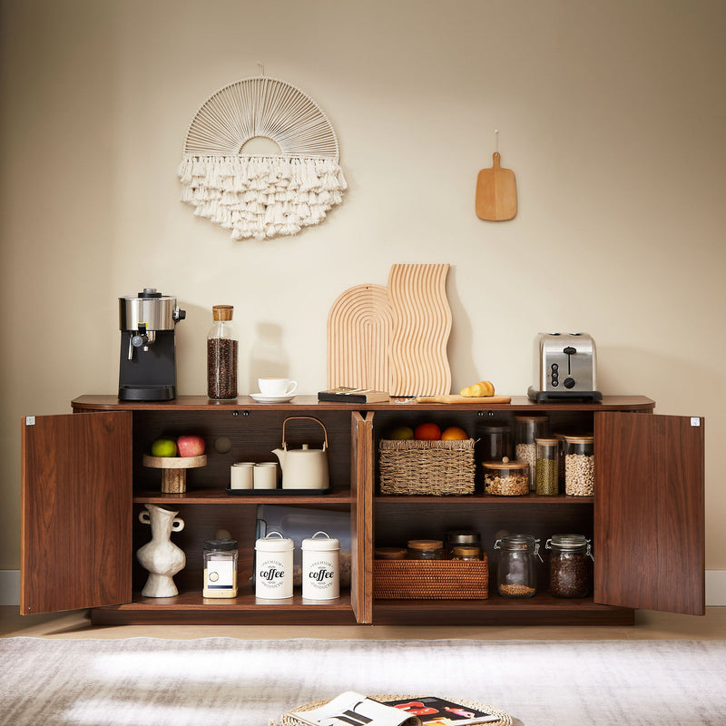 Contemporary Sideboard Storage Cabinet TV Stand With Wave Pattern