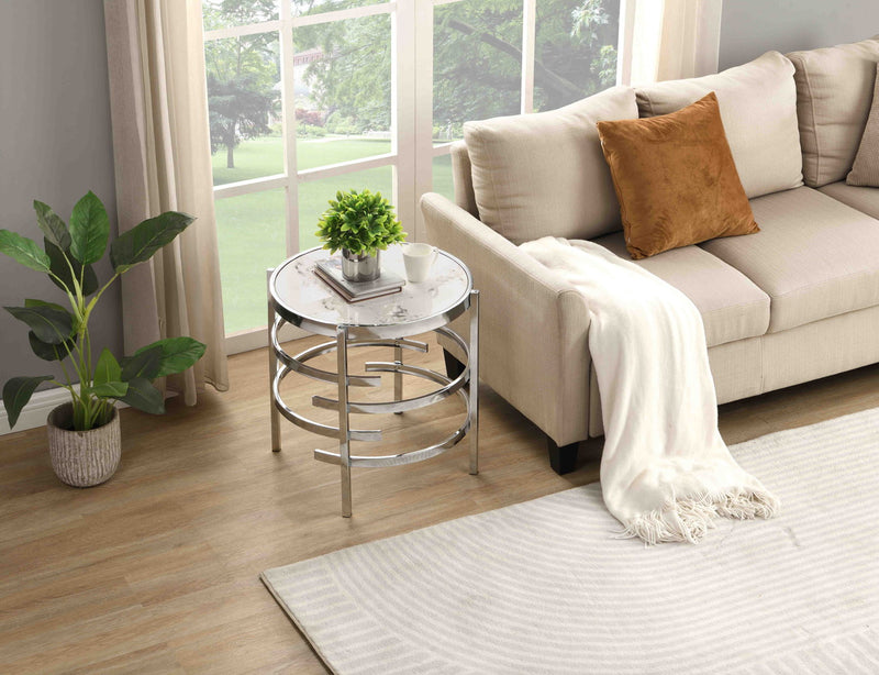 Elegant Pandora Sintered Stone End Table, Small Coffee Table For Living Room