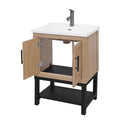 Modern Freestanding Bathroom Vanity With Ceramic Sink, Hot And Cold Faucet, Storage Cabinet & Open Shelf