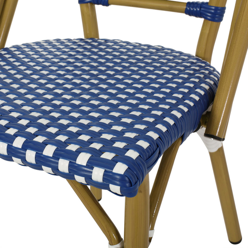 Outdoor Rattan And Aluminum French Bistro Chair Set