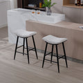 Bar Stools (Set of 2) Armless Counter Low Bar Stools Without Back Modern Linen Fabric Breakfast Stools With Metal Leg And Footrest