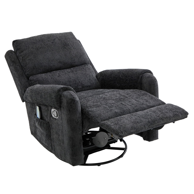 Manual Recliner Massage Chair With Swivel Rocker, 8 Massage Modes, Side Storage Pocket