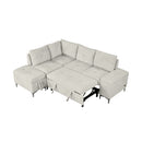 Versatile L Shaped Sofa Bed With Storage, Cup Holders, USB Ports Chenille