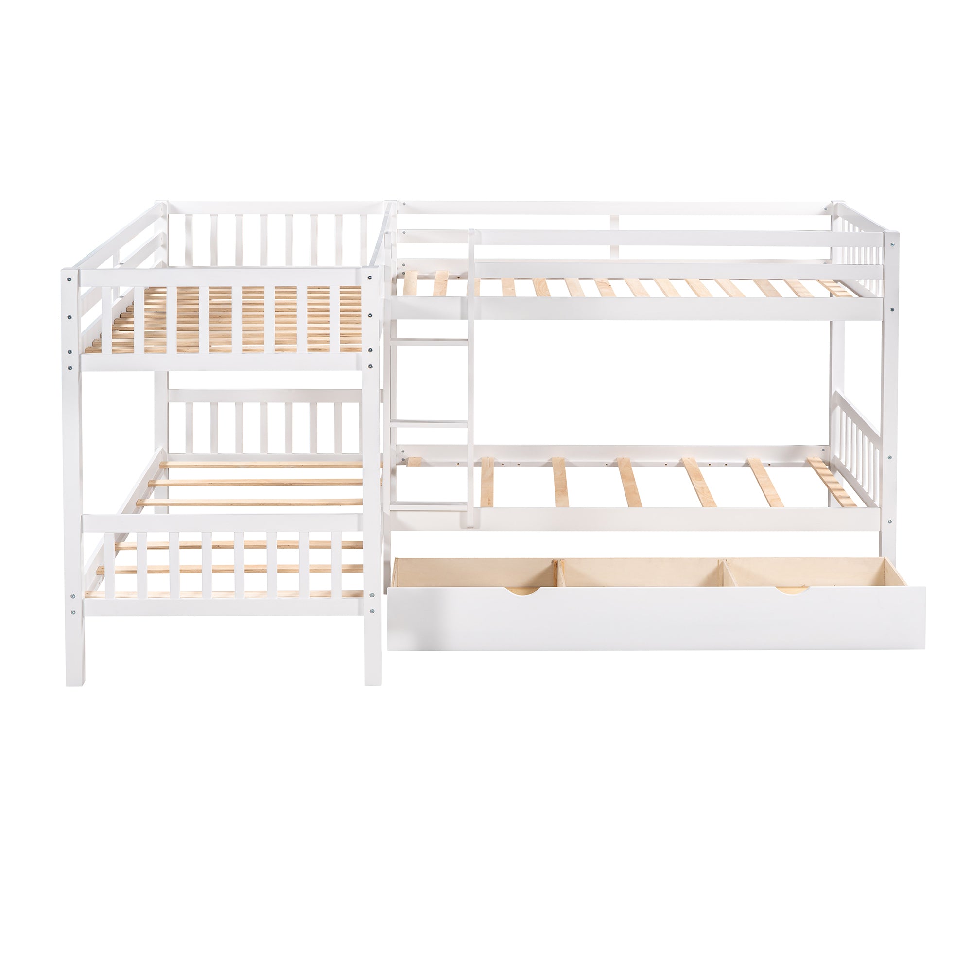 Twin L-Shaped Bunk bed with Drawers-Gray(OLD SKU :LP000038AAK) - Atlantic Fine Furniture Melbourne FL