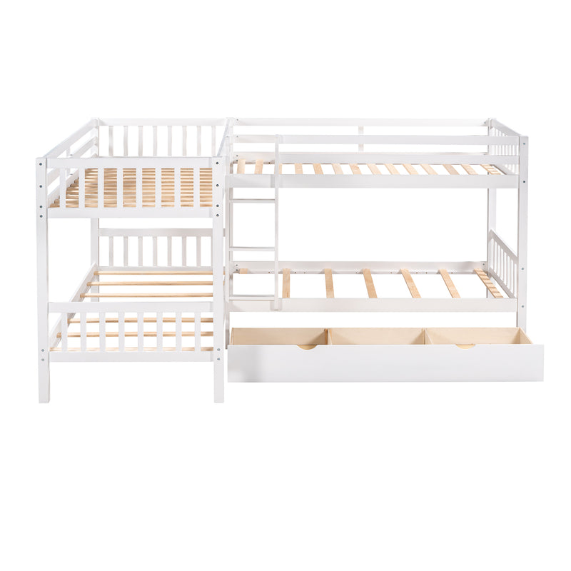 Twin L-Shaped Bunk bed with Drawers-Gray(OLD SKU :LP000038AAK)