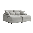 Double Chaise Lounge Set With Reversible Storage Ottomans, USB Port