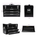 Portable 3 Drawer Steel Toolbox, 4 Layers Of Tools With Metal Latches, With Storage Tray And Carrying Handle