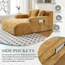 Chenille Interior Lazy Sofa Chaise Longue Armchair With 3 Pillows And Armrests