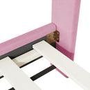 Full Size Upholstered Platform Bed with Classic Semi-circle Shaped headboard and Mental Legs, Velvet, Pink