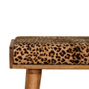 Leopard Velvet Tray Style Footstool - Brown Oak