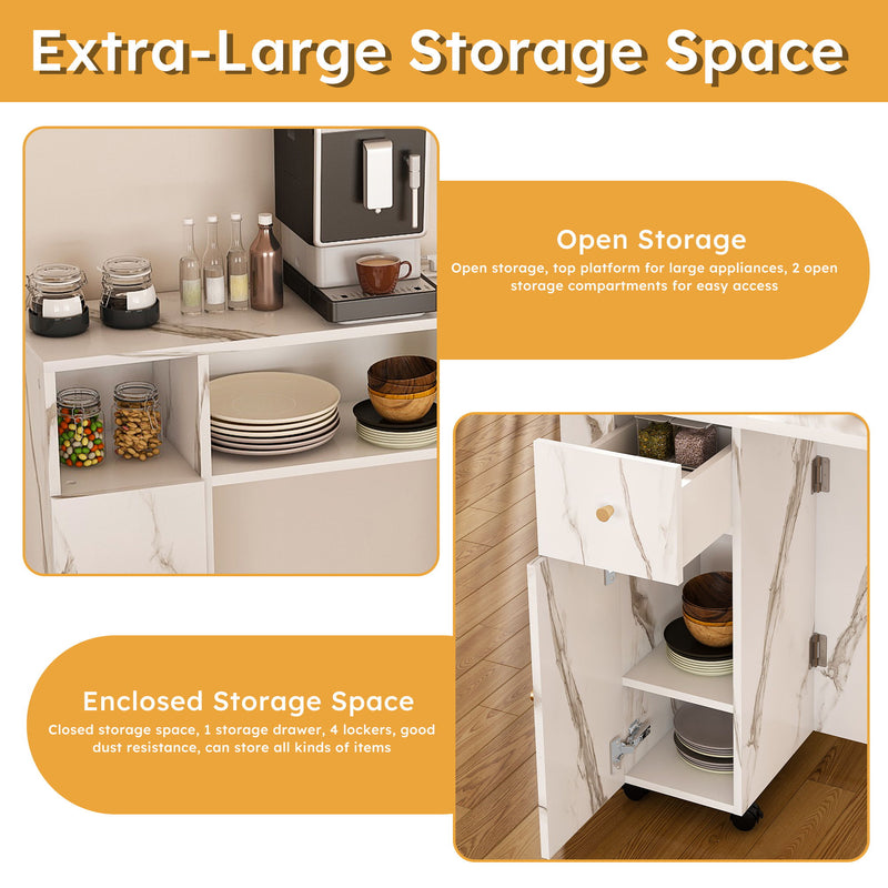 Multifunctional Folding Dining Table With Wall-Mounted Sideboard & Storage