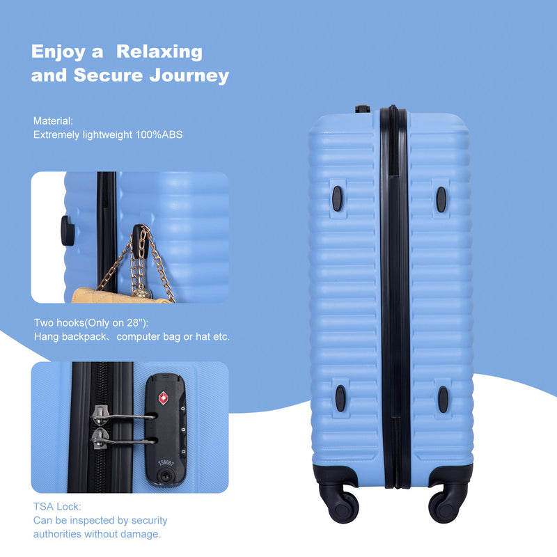 3 Piece Luggage Sets, Lightweight Suitcase With Two Hooks, Spinner Wheels, Tsa Lock