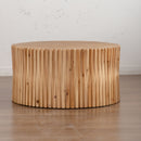 Cylindrical Coffee Table With Vertical Texture Relief