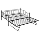 Full Size Metal Daybed with Twin Size Adjustable Trundle, Portable Folding Trundle, Black(OLD SKU:MF293736AAB)