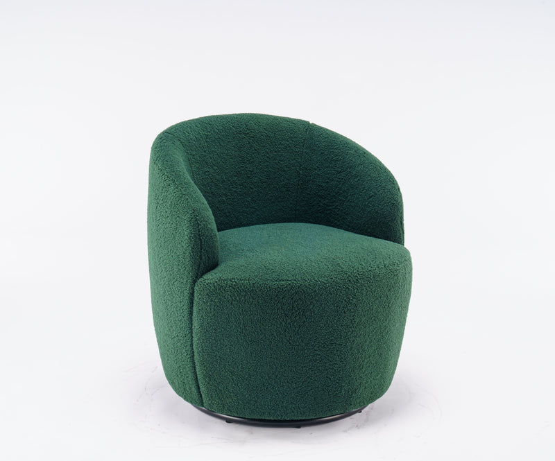 Teddy Fabric Swivel Accent Armchair Barrel Chair With Powder Coating Metal Ring