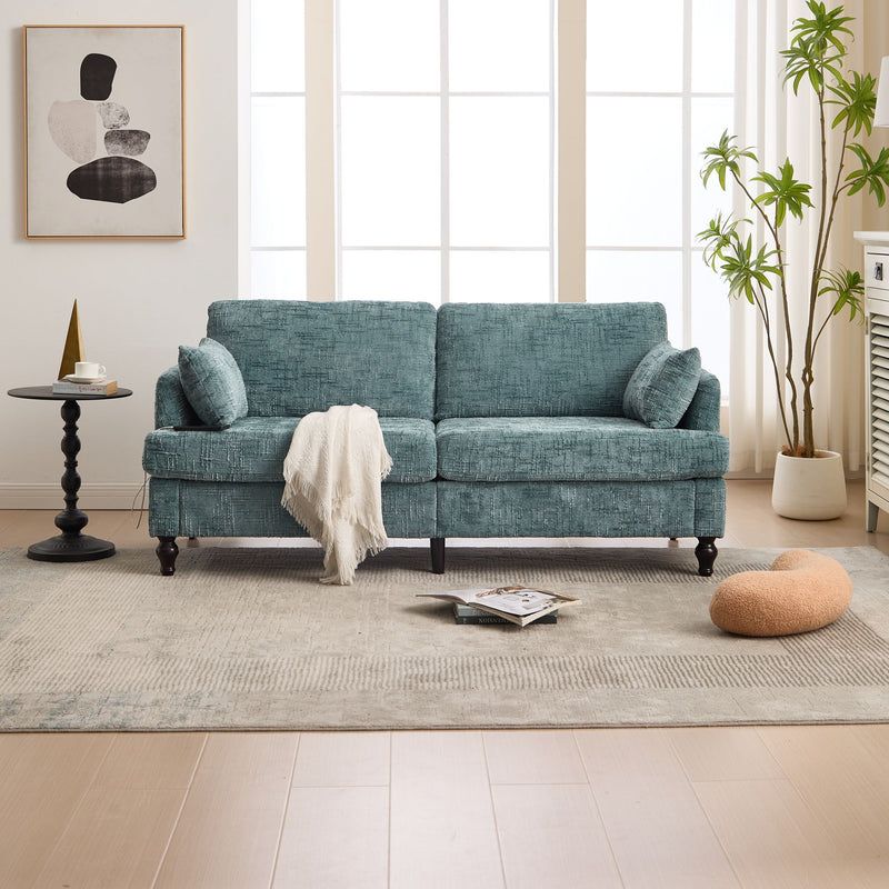Chenille 2 Seater Sofa With LED Light, USB Charging Port, And Storage Bag