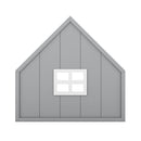 Full Size Wood House Bed with Window and Fence, Gray