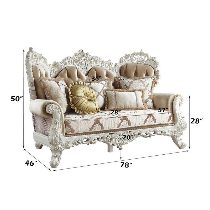 Vanaheim - Loveseat - Fabric & Antique White Finish - Atlantic Fine Furniture Inc