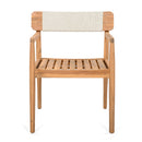 Creative Braided Acacia Wood Outdoor Dining Table And Chairs With Armrests (Set of 2) - Teak / White