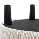 Yolanda - Round Upholstered Accent Ottoman - Almond White