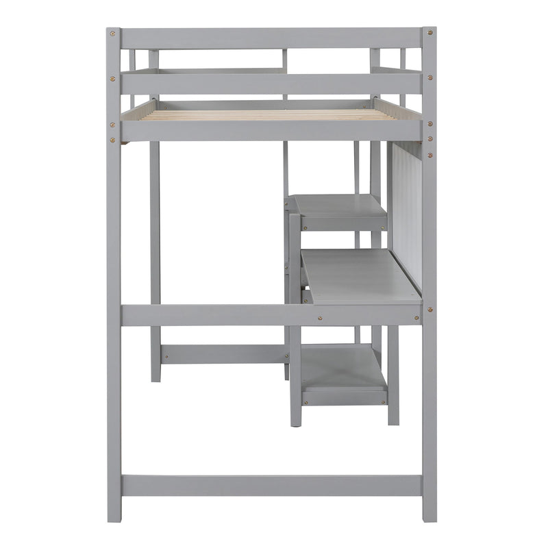 Loft Bed With Shelves, Desk And Writing Board