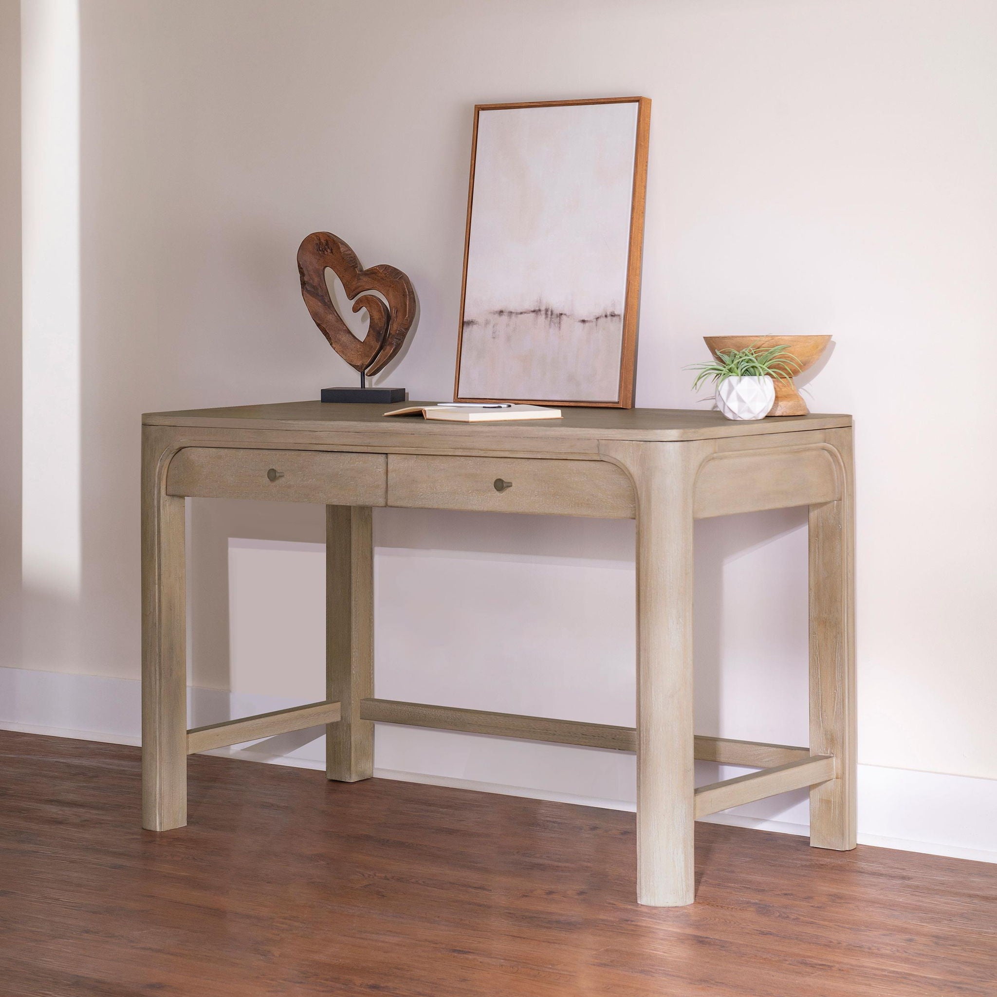 Solano 2-drawer Makeup Table Vanity Desk Weathered Mango