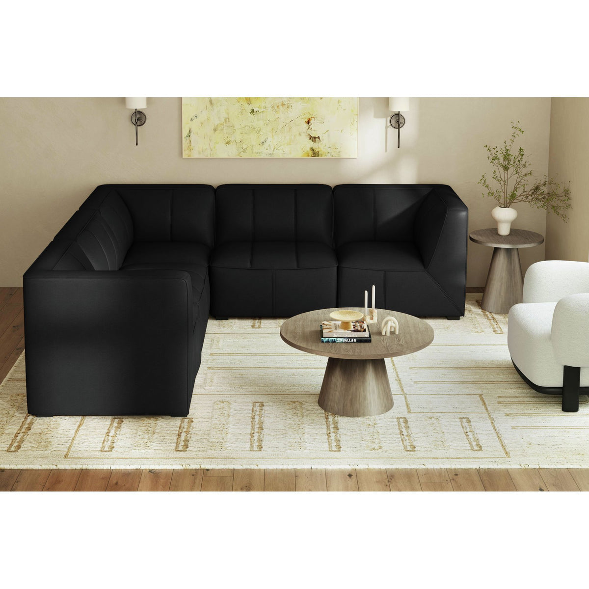 Blake 5 Piece Modular Sectional in Black by Elements International, view 7
