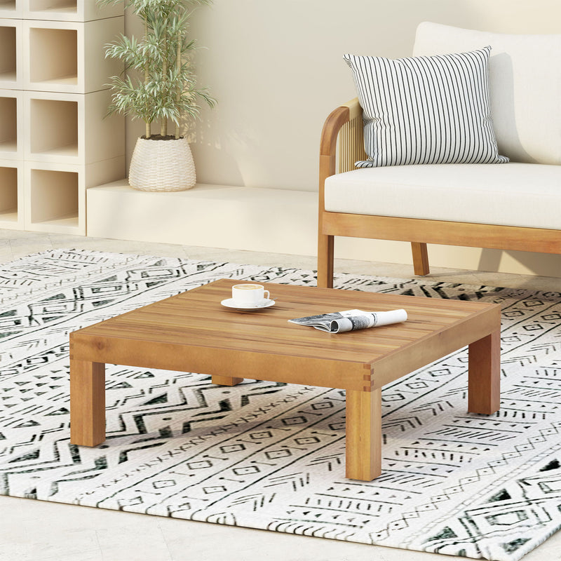 Mythical - Square Outdoor Coffee Table With Frame And Slat Top - Teak