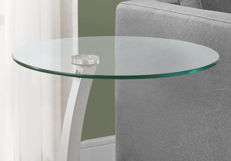 C-Shaped Accent Table Clear Tempered Glass For Living Room