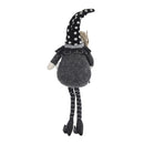 Sitting Gnome With Broomstick & Soft Legs, For Halloween Decor - Black White