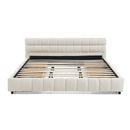 Modern Platform Bed Frame With Thick Chenille Fabric