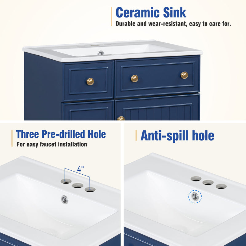 Bathroom Vanity Cabinet With Sink - Blue