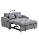 Modern Velvet Loveseat With Pullout Bed, Adjustable Reclining Backrest
