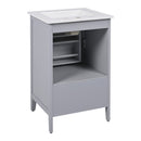 20" Bathroom Vanity With Sink, Bathroom Cabinet With A Door, Door Shelf Storage And Adiustable Foot Pads, A Drawer - Gray