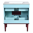 Bathroom Vanity Cabinet With Ceramic Sink Combo Set, Frame Modern Bathroom Storage Cabinet With 2 Drawers - Blue