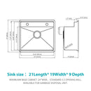 21" Undermount Kitchen Sink With Folding Faucet And Cutting Board Stainless Steel 16 Gauge Workstation - Brushed Nickel