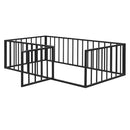 Metal Floor Bed Frame With Fence And Door