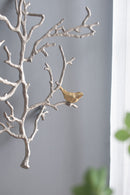 Metal Branch Wall Sculptures With Bird Accents (Set of 2) - Silver Multi