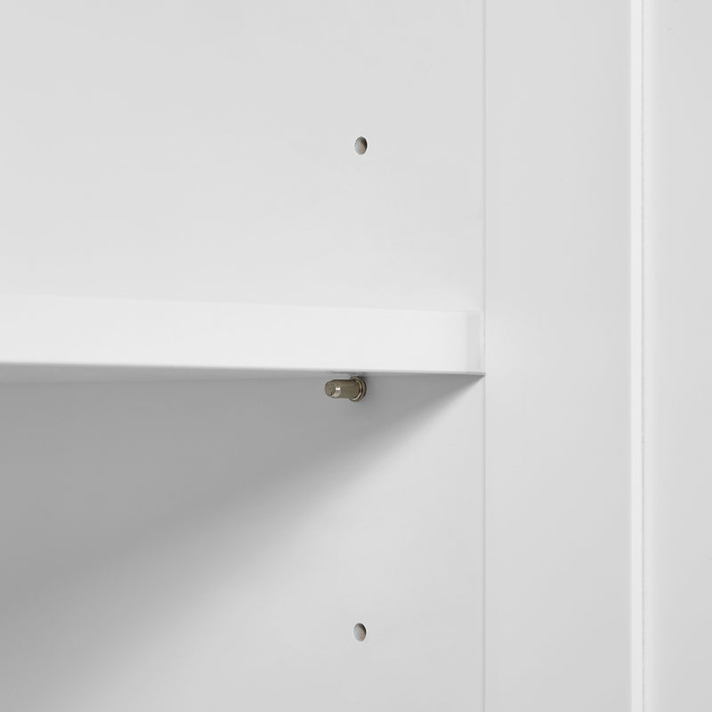 Tall Bathroom Storage Cabinet, With Two Doors And Drawers, Adjustable Shelf, MDF Board - White