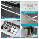 Kitchen Waterfall Sink Single Bowl With LED Faucet, Ledge Workstation, And Multi Function Pull Out Spray - Brushed Nickel