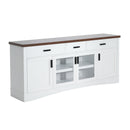 TV Console Stand, Glass Doors & Storage Drawers, Adjustable Shelves