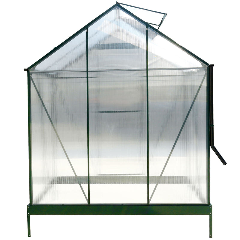 Polycarbonate Greenhouse, Heavy Duty Outdoor Aluminum Walk-In Green House Kit With Rain Gutter, Vent And Door For Backyard Garden