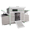 Large Chicken Coop Outdoor Hen House With 2 Sides Nesting Boxes - Gray / White Matte